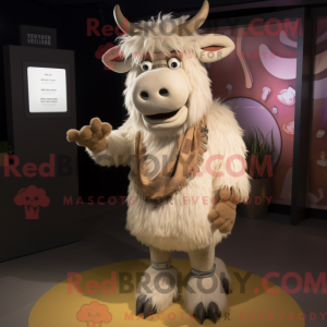 Beige Yak mascot costume...