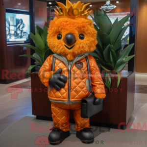 Maskotdraktfigur i oransje...