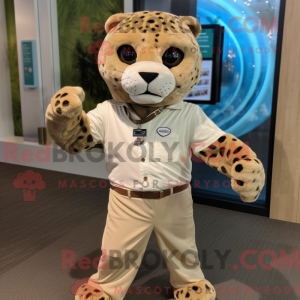 Tan Jaguar maskot kostume...