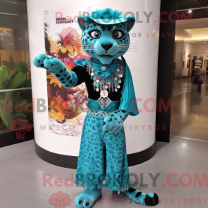 Turquoise Panther mascot...