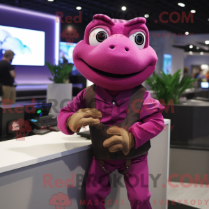 Magenta Frog mascot costume...