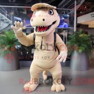 Beige Tyrannosaurus maskot...