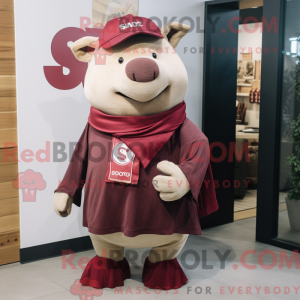 Maroon Sow mascot costume...