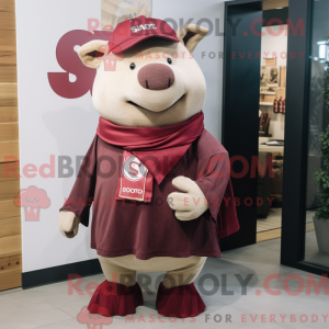 Maroon Sow maskotdraktfigur...