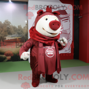 Maroon Sow maskotdraktfigur...