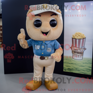 Tan Pop Corn mascot costume...