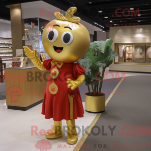 Gold Tomato mascot costume...