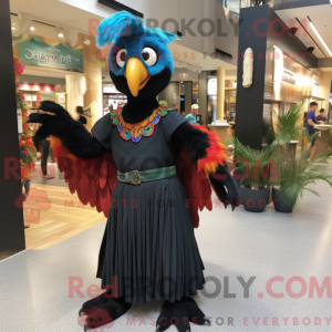 Svart Macaw-maskotkostyme...