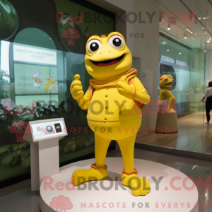 Yellow Frog maskot kostume...