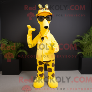 Gul giraffmaskot drakt...