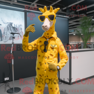 Gul giraffmaskot drakt...