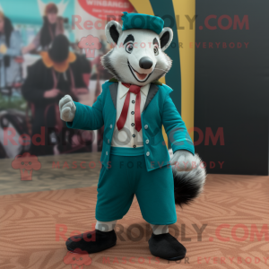 Teal Badger mascottekostuum...