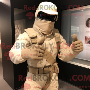 Beige Gi Joe mascot costume...