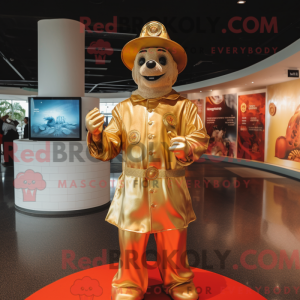 Gold Fire Fighter mascot...