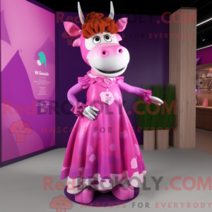 Magenta Jersey Cow maskot...