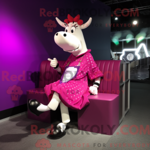 Magenta Jersey Cow mascot...