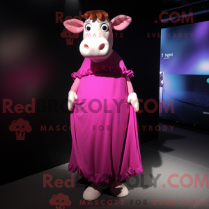 Magenta Jersey Cow maskot...