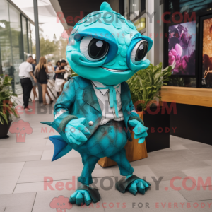 Turquoise Piranha mascot...