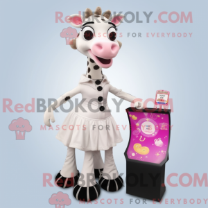 Hvid Giraffe maskot kostume...