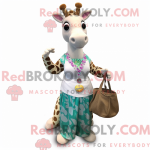 Hvid Giraffe maskot kostume...