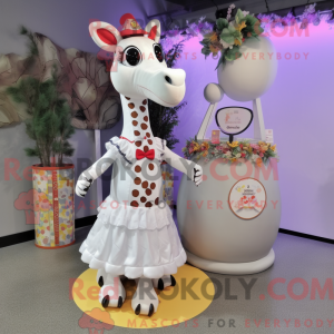 Hvid Giraffe maskot kostume...