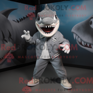 Sølv Megalodon maskot...