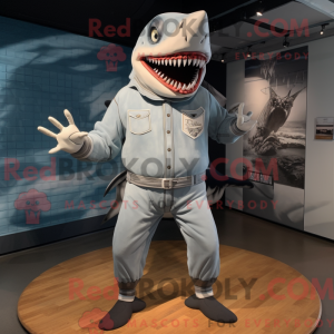 Sølv Megalodon maskot...