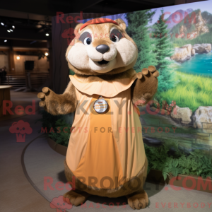 Tan Beaver maskot kostume...