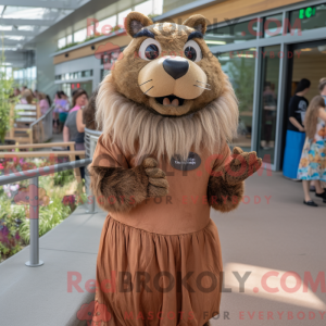 Tan Beaver maskot kostume...