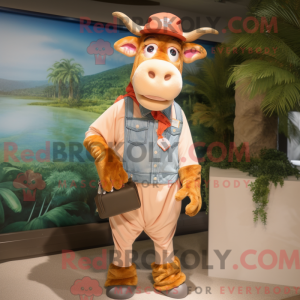 Peach Guernsey Cow maskot...