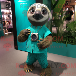 Teal Sloth maskot kostume...
