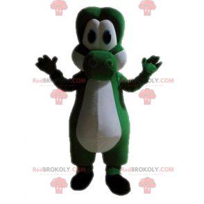 Groene en witte dinosaurus mascotte. Yoshi-mascotte -