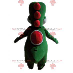 Groene en witte dinosaurus mascotte. Yoshi-mascotte -