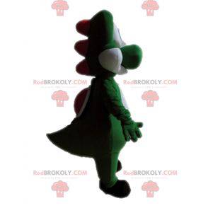 Groene en witte dinosaurus mascotte. Yoshi-mascotte -
