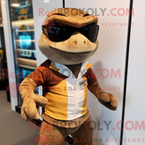 Brown Lizard mascot costume...