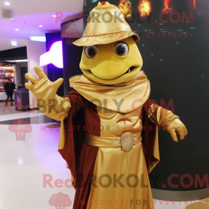 Gold Witch mascot costume...