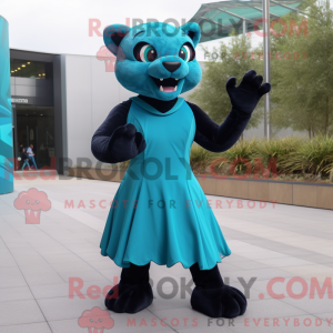 Teal Panther mascot costume...