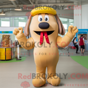 Tan Hot Dog-mascottekostuum...