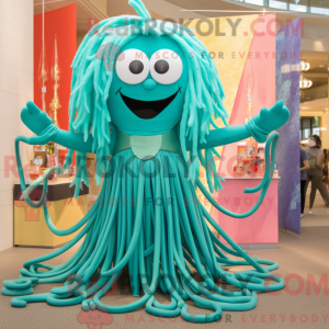 Blågrøn Spaghetti maskot...