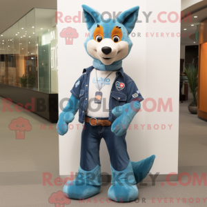 Cyan Dingo maskot kostume...