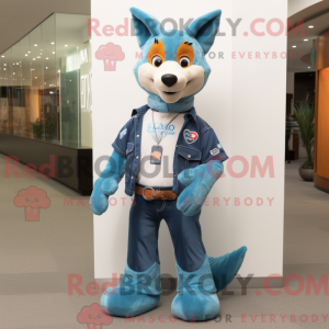 Cyan Dingo Maskottchen...
