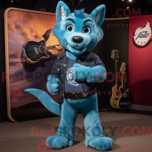 Cyan Dingo maskot kostume...