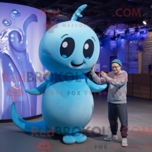 Blue Narwhal mascot costume...