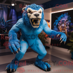 Blå Smilodon maskot kostume...