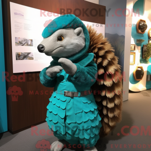 Blågrøn Pangolin maskot...