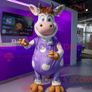 Purple Jersey Cow mascot...