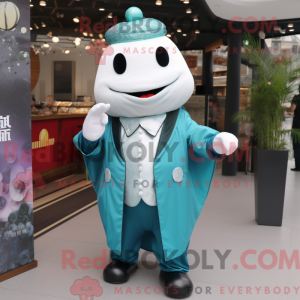 Teal Dim Sum mascot costume...