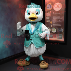 Teal Dim Sum mascot costume...