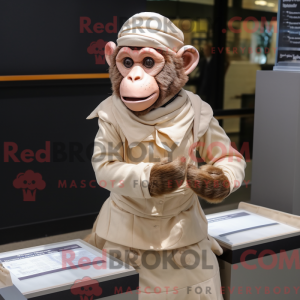 Beige chimpanse maskot...