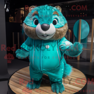 Blågrøn Marmot maskot...